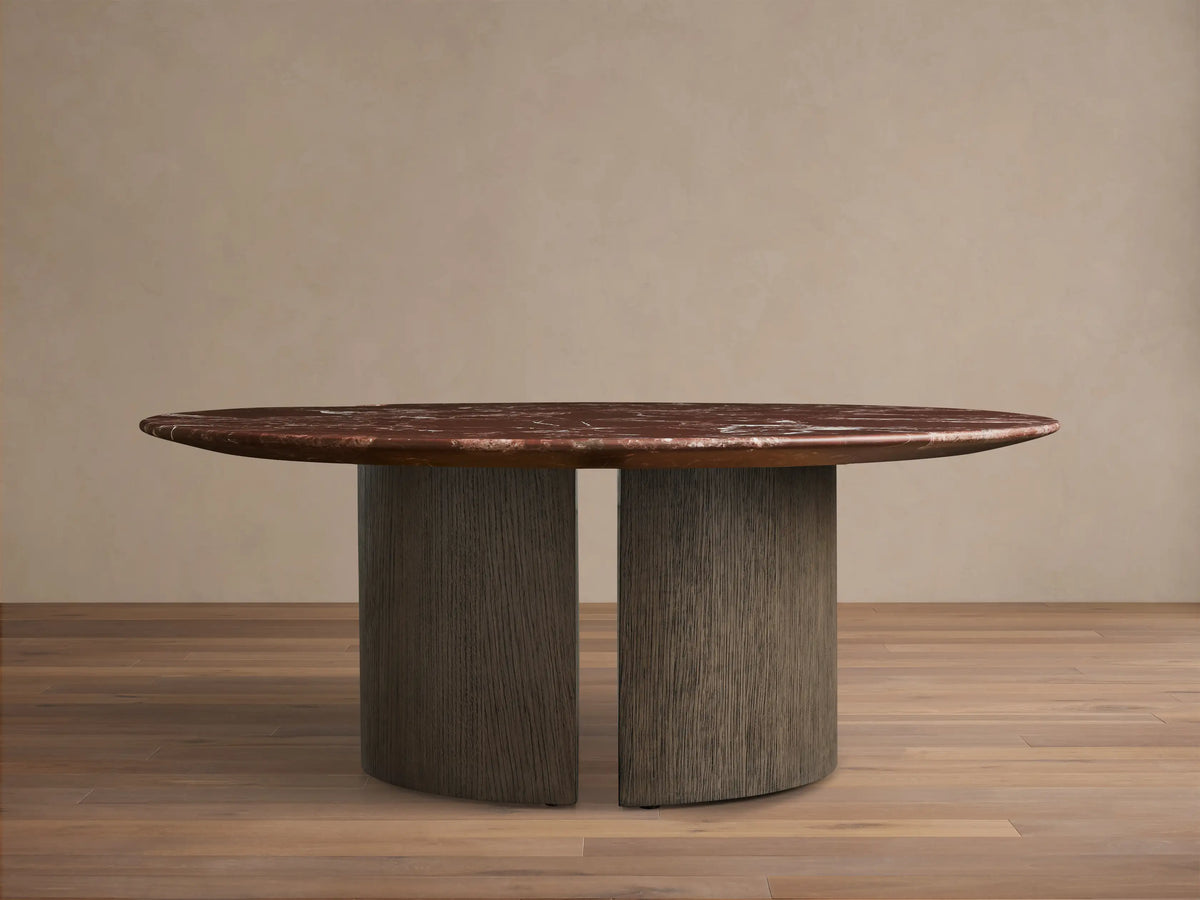 Saint Germain Round Stone Coffee Table with Dauphine Base