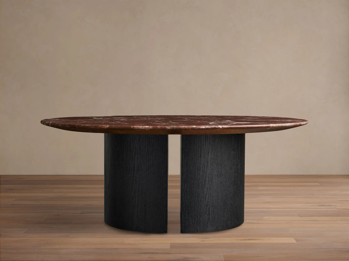 Saint Germain Round Stone Coffee Table with Dauphine Base