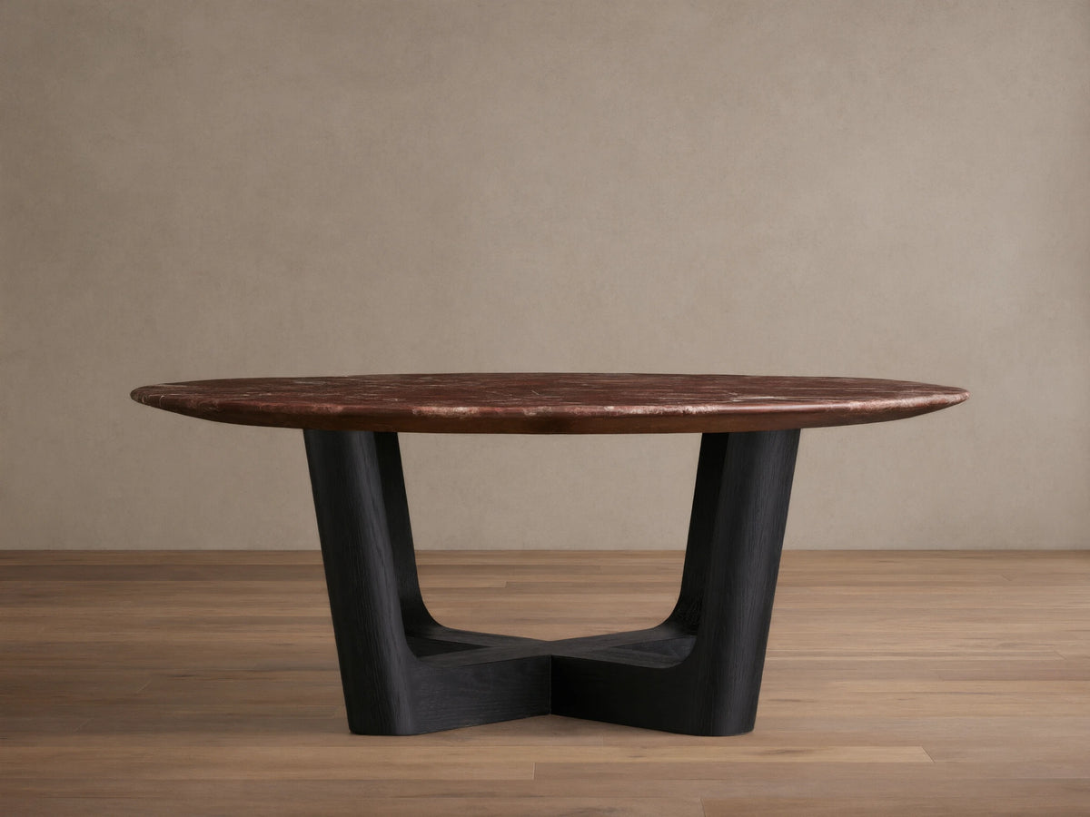 Saint Germain Round Stone Coffee Table with Rennes Base