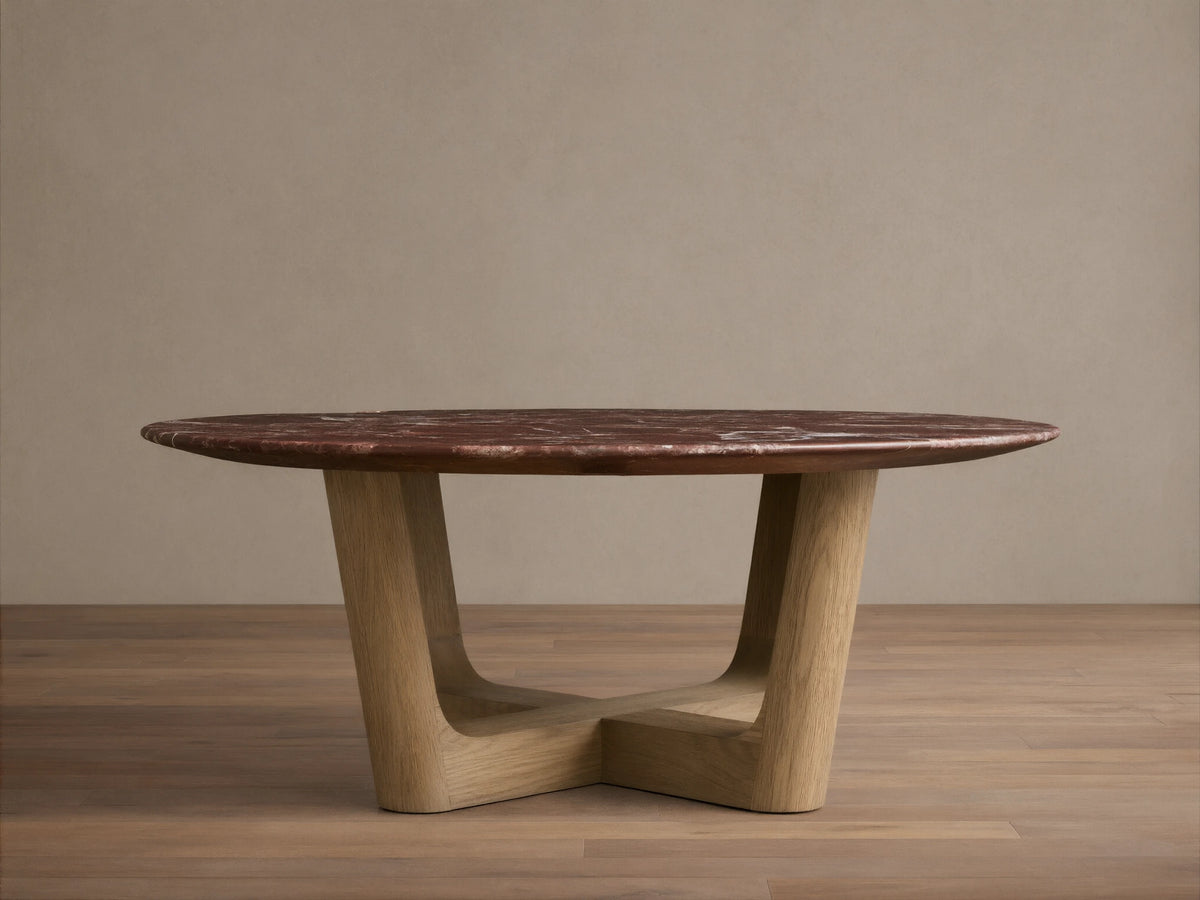 Saint Germain Round Stone Coffee Table with Rennes Base