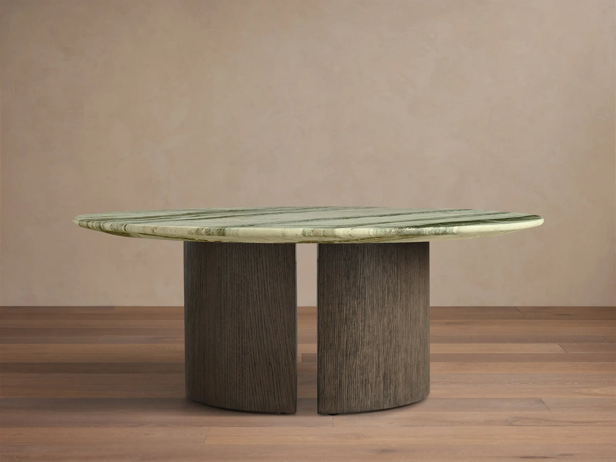 Saint Germain Round Stone Coffee Table with Dauphine Base