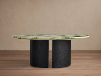 Saint Germain Round Stone Coffee Table with Dauphine Base