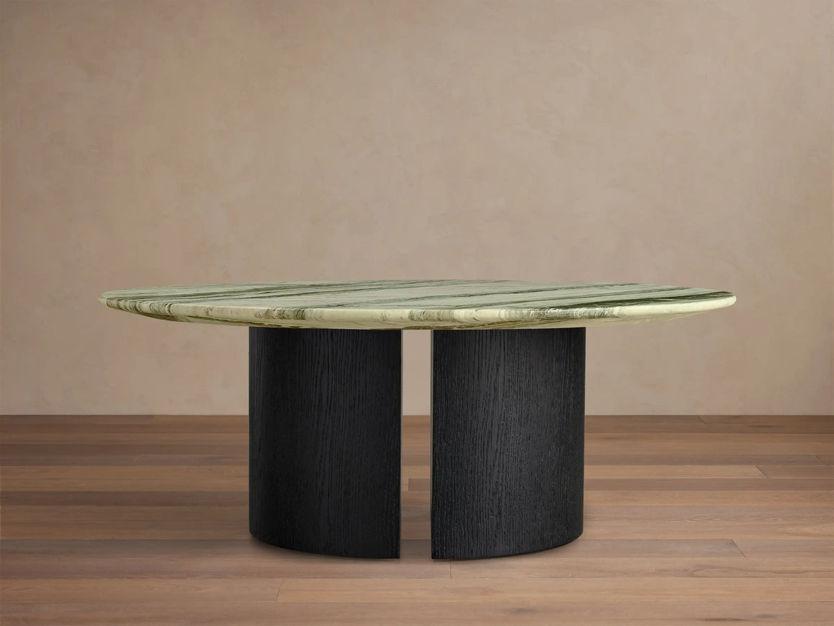 Saint Germain Round Stone Coffee Table with Dauphine Base