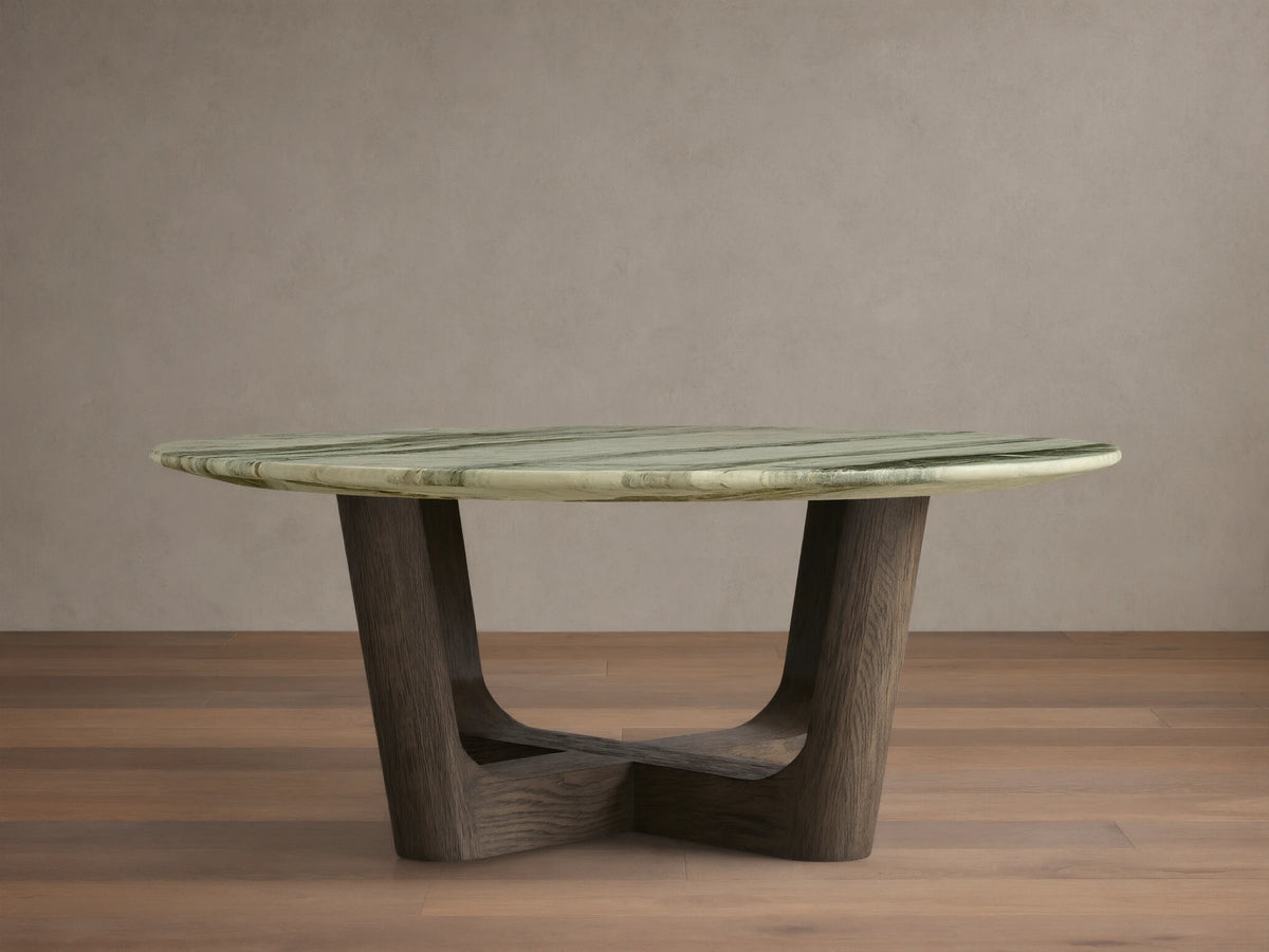 Saint Germain Round Stone Coffee Table with Rennes Base