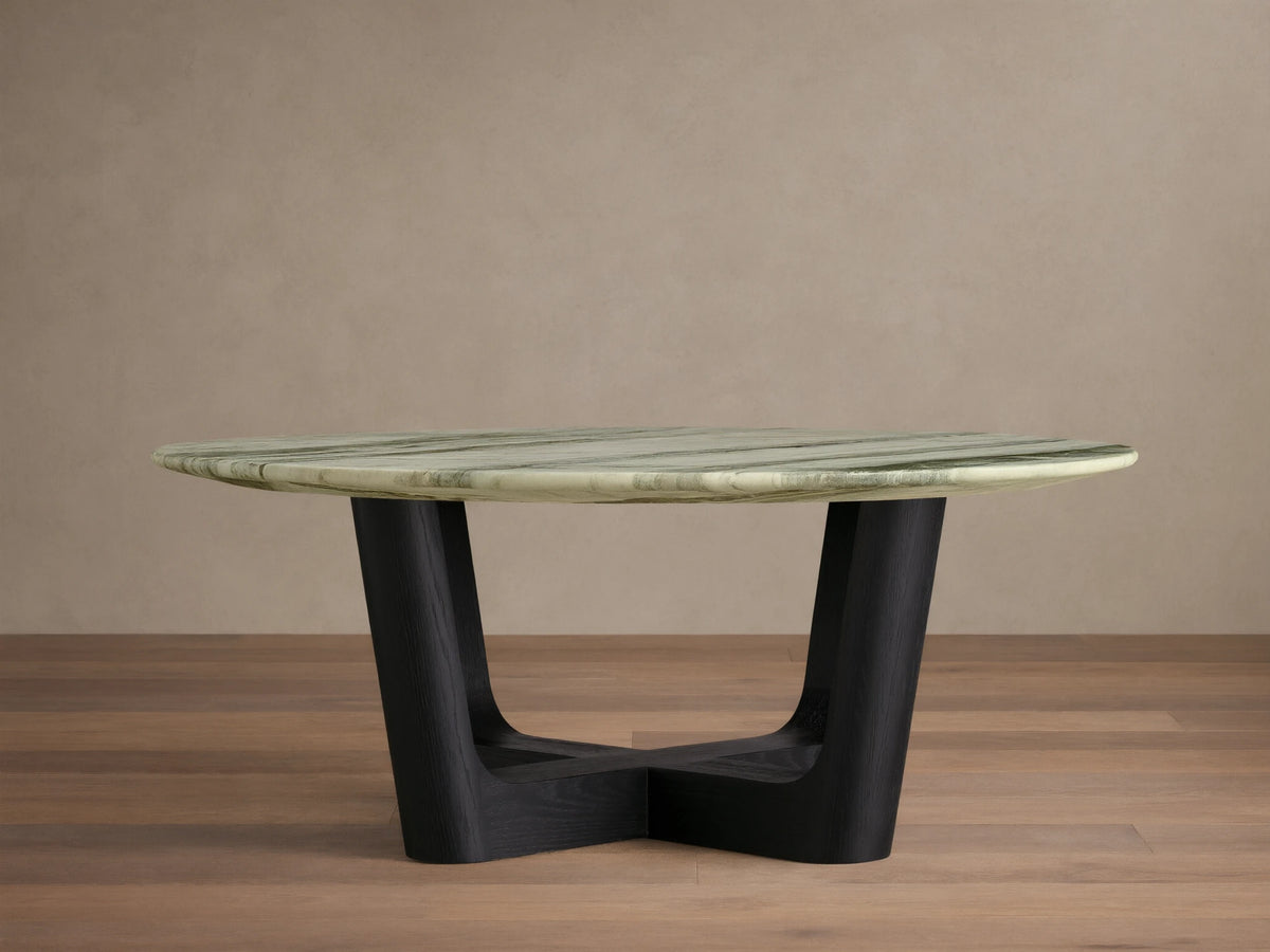 Saint Germain Round Stone Coffee Table with Rennes Base