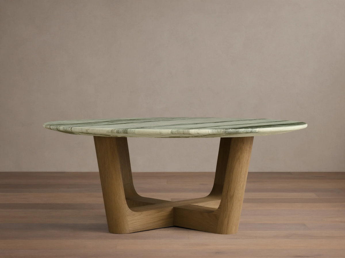 Saint Germain Round Stone Coffee Table with Rennes Base