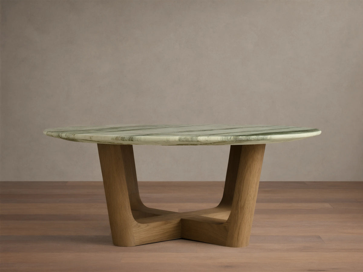 Saint Germain Round Stone Coffee Table with Rennes Base
