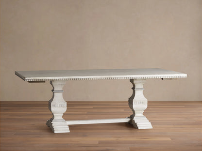 Cerea Amalfi Bell'Arte Dining Table in light wood, featuring an intricate hand-painted tabletop, ornate legs, and two extensions.