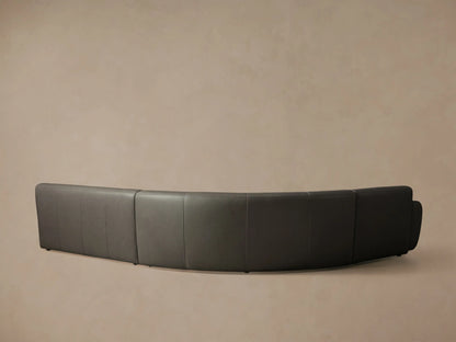 Rear view of the dark gray Gianni Leather Three-Piece Sectional‚Ñ¢, showing its three curved back sections.