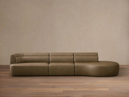 Lovina Leather Three-Piece Bumper Sectional