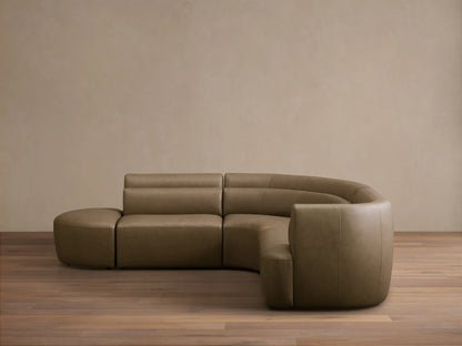 Lovina Leather Four-Piece Sectional with Ottoman