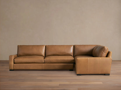 Remington Leather Two-Piece Sectional in Saratoga Chocolate