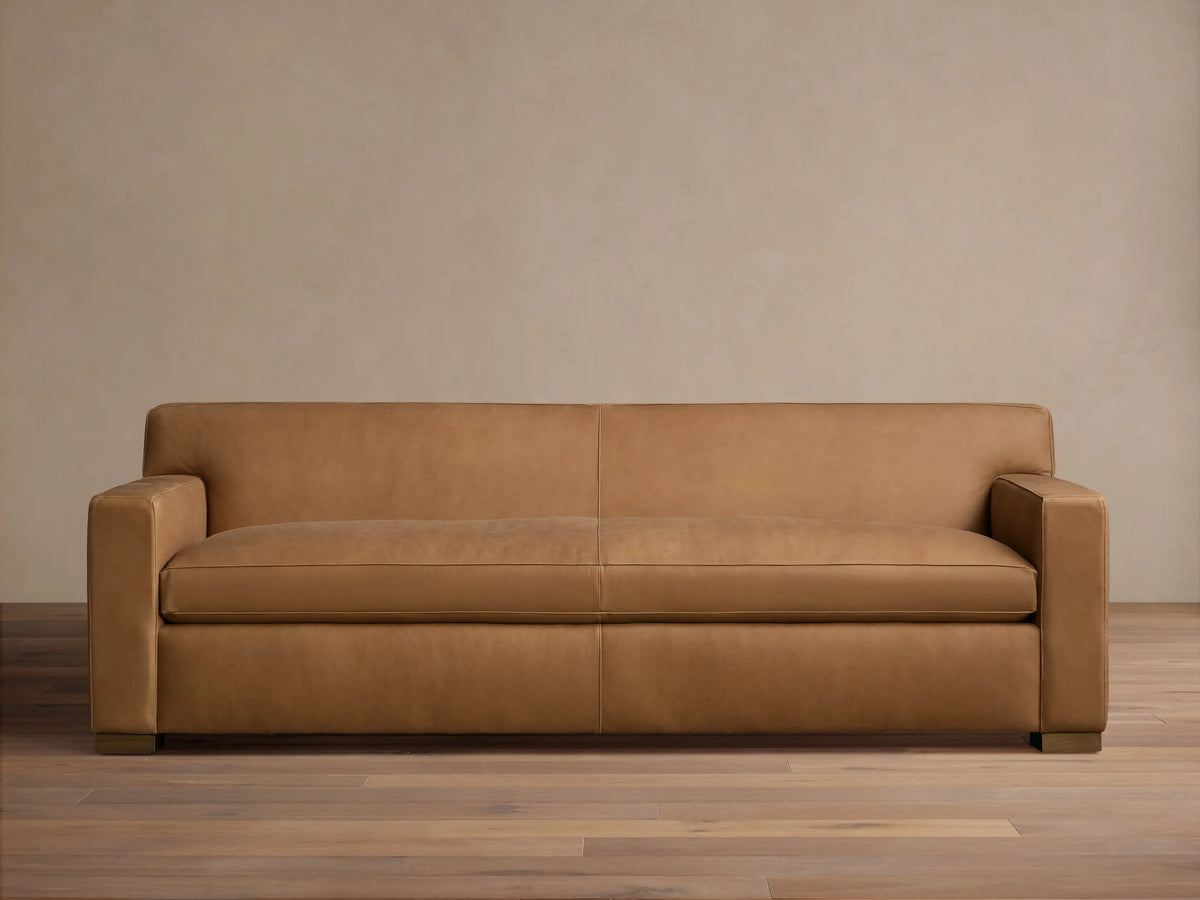 Bronte Leather Bench-Seat Sofa