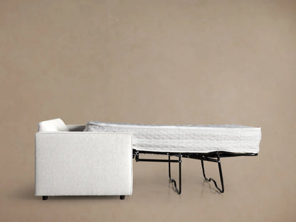 Filmore Twin Air Sleeper Chair, light gray, with its black metal bed frame partially extended, showing folded gray bedding.