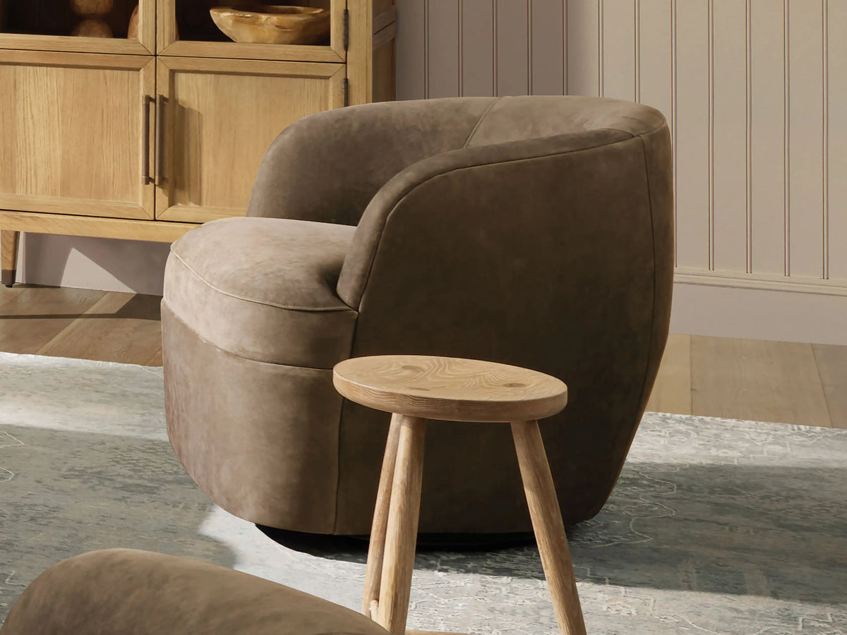Mercer Nubuck Leather Swivel Chair
