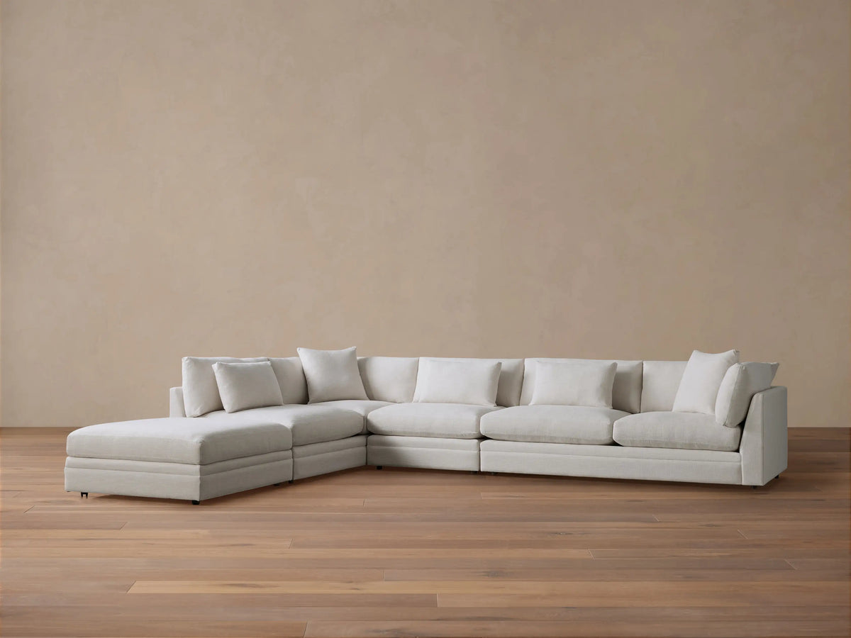 Pavo Upholstered Deep 172"W Four Piece Left Arm Sectional Barbados Cream (3 of 4)