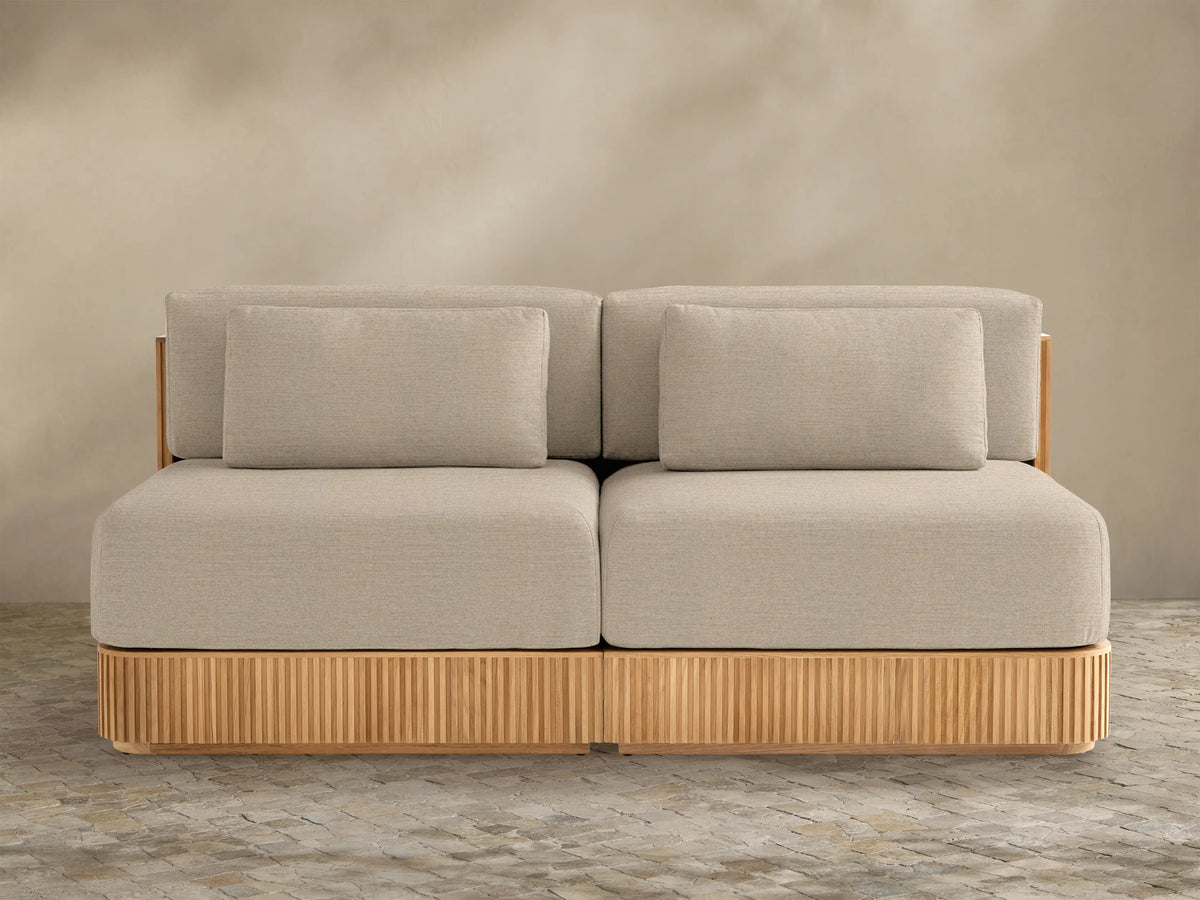 Beaumont Outdoor Teak Two-Piece Modular Sofa