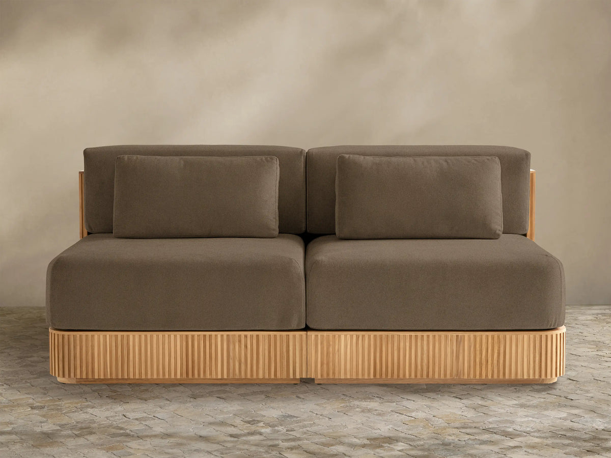 Beaumont Outdoor Teak Two-Piece Modular Sofa