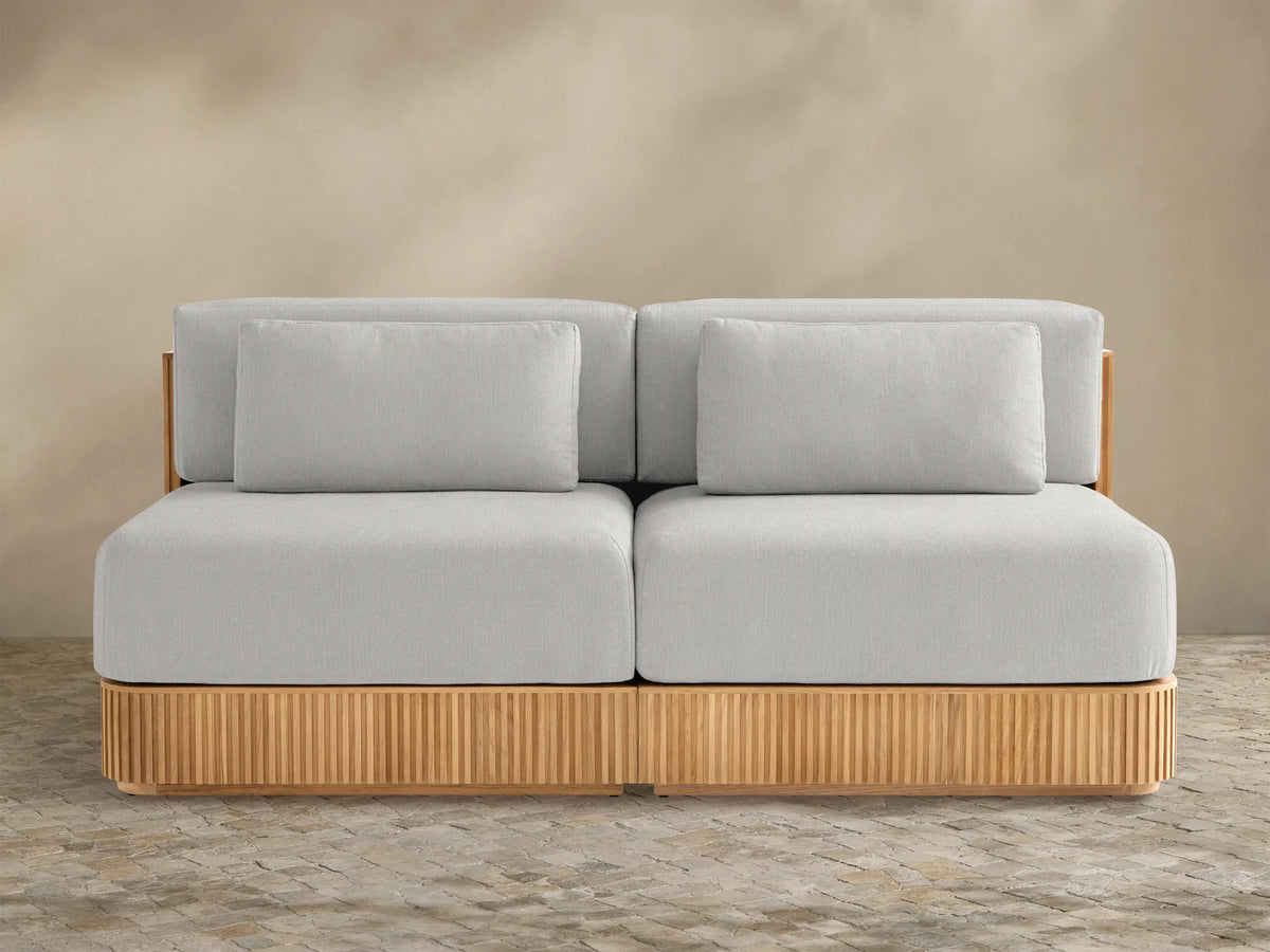 Beaumont Outdoor Teak Two-Piece Modular Sofa