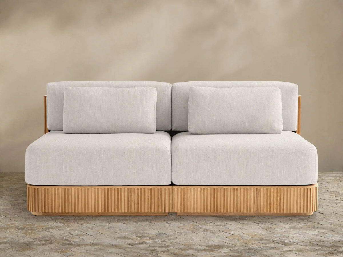 Beaumont Outdoor Teak Two-Piece Modular Sofa