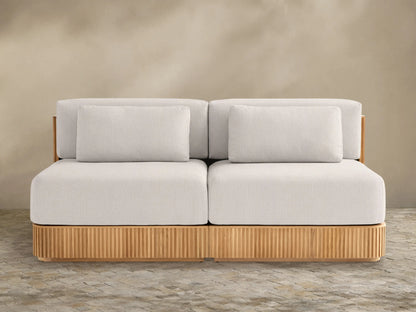 Beaumont Outdoor Teak Two-Piece Modular Sofa