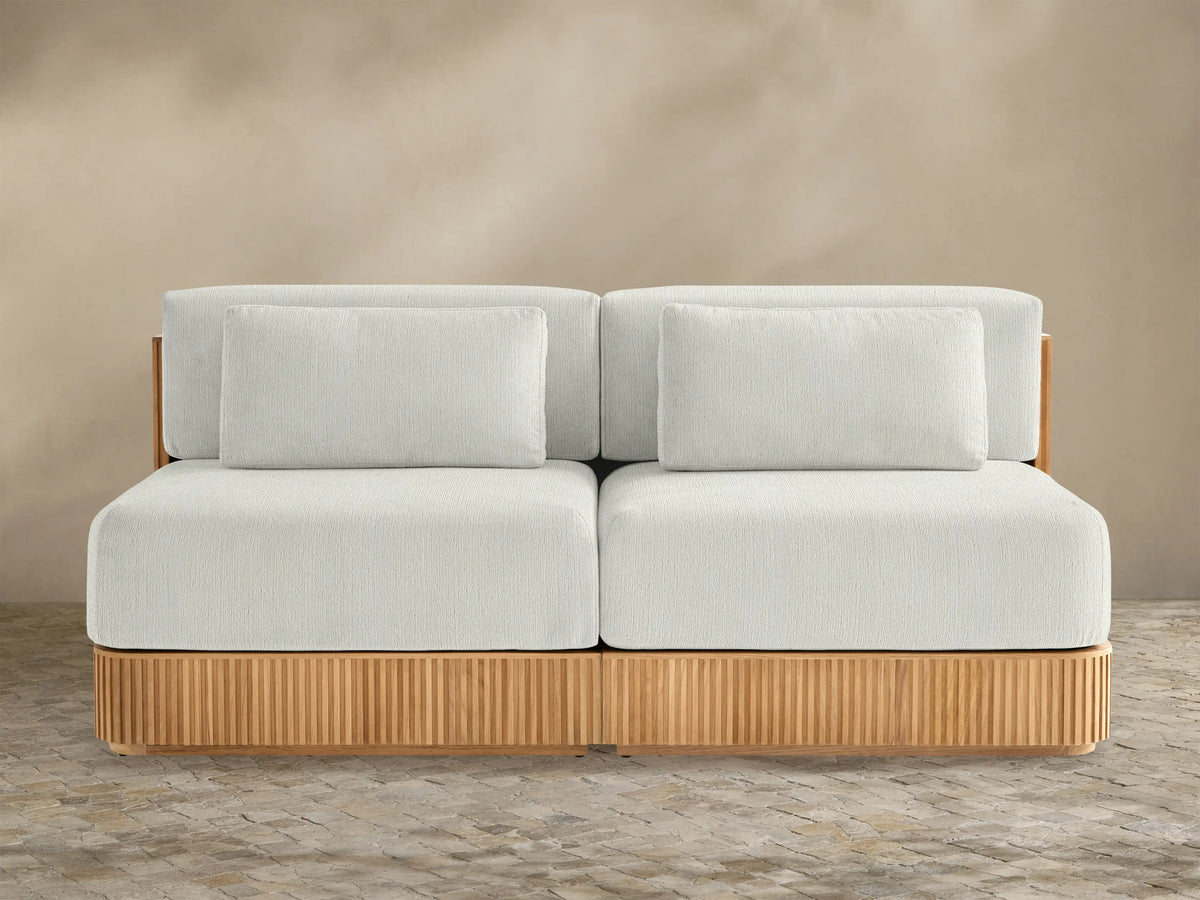 Beaumont Outdoor Teak Two-Piece Modular Sofa