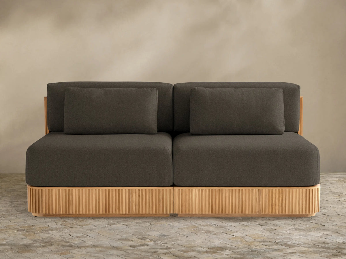 Beaumont Outdoor Teak Two-Piece Modular Sofa