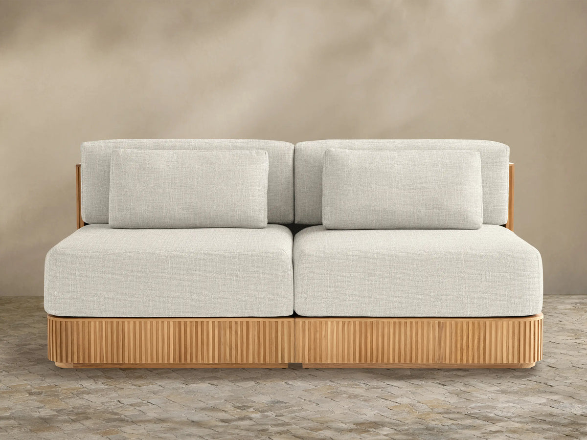 Beaumont Outdoor Teak Two-Piece Modular Sofa