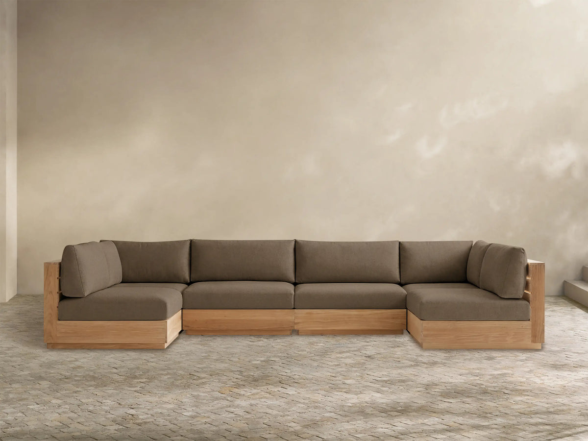 Bal Harbour Outdoor Teak Six-Piece Sectional