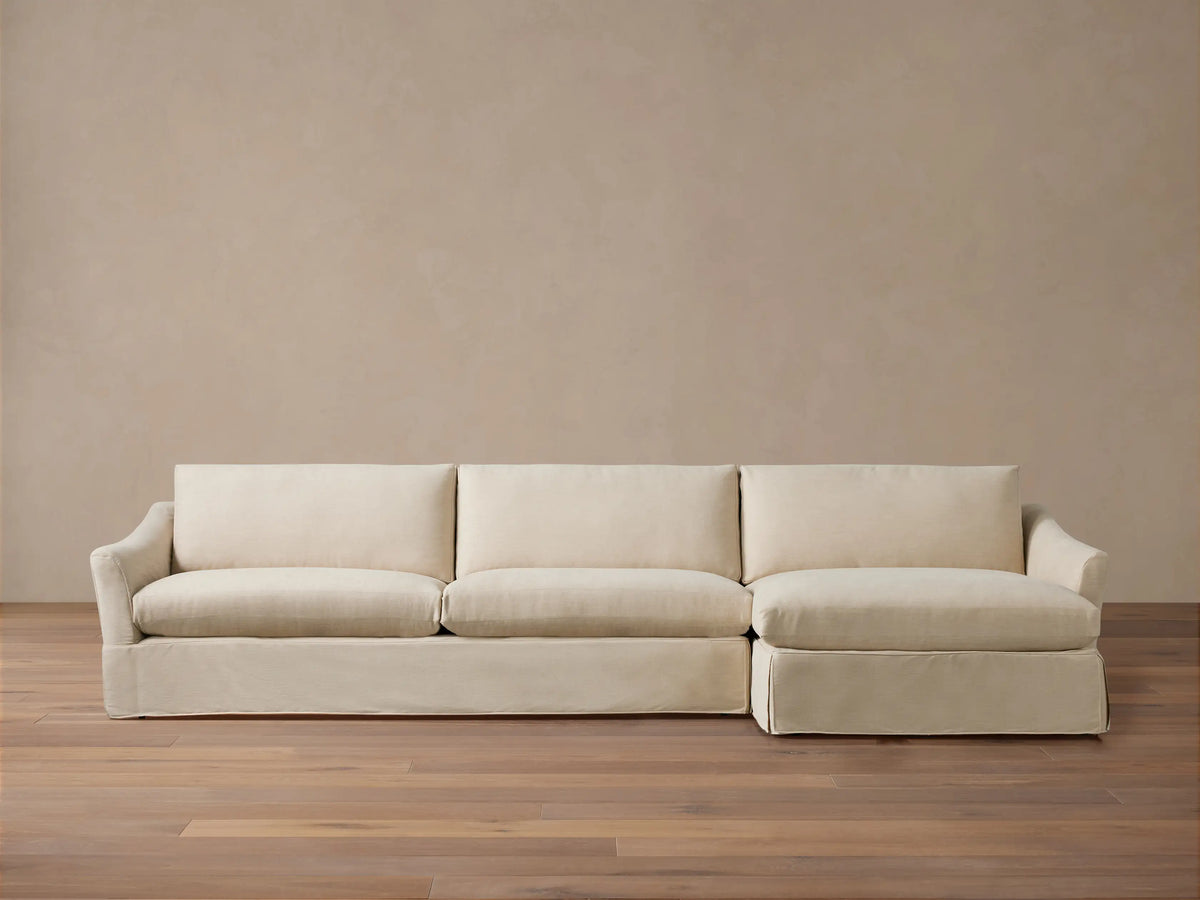 Helena Slipcovered Two Piece Chaise Sectional