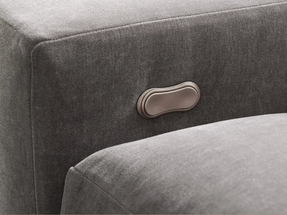 Front view of the light grey Kipton Wide Arm Six Piece Motion Sectional, an L-shaped sofa with wide arms.