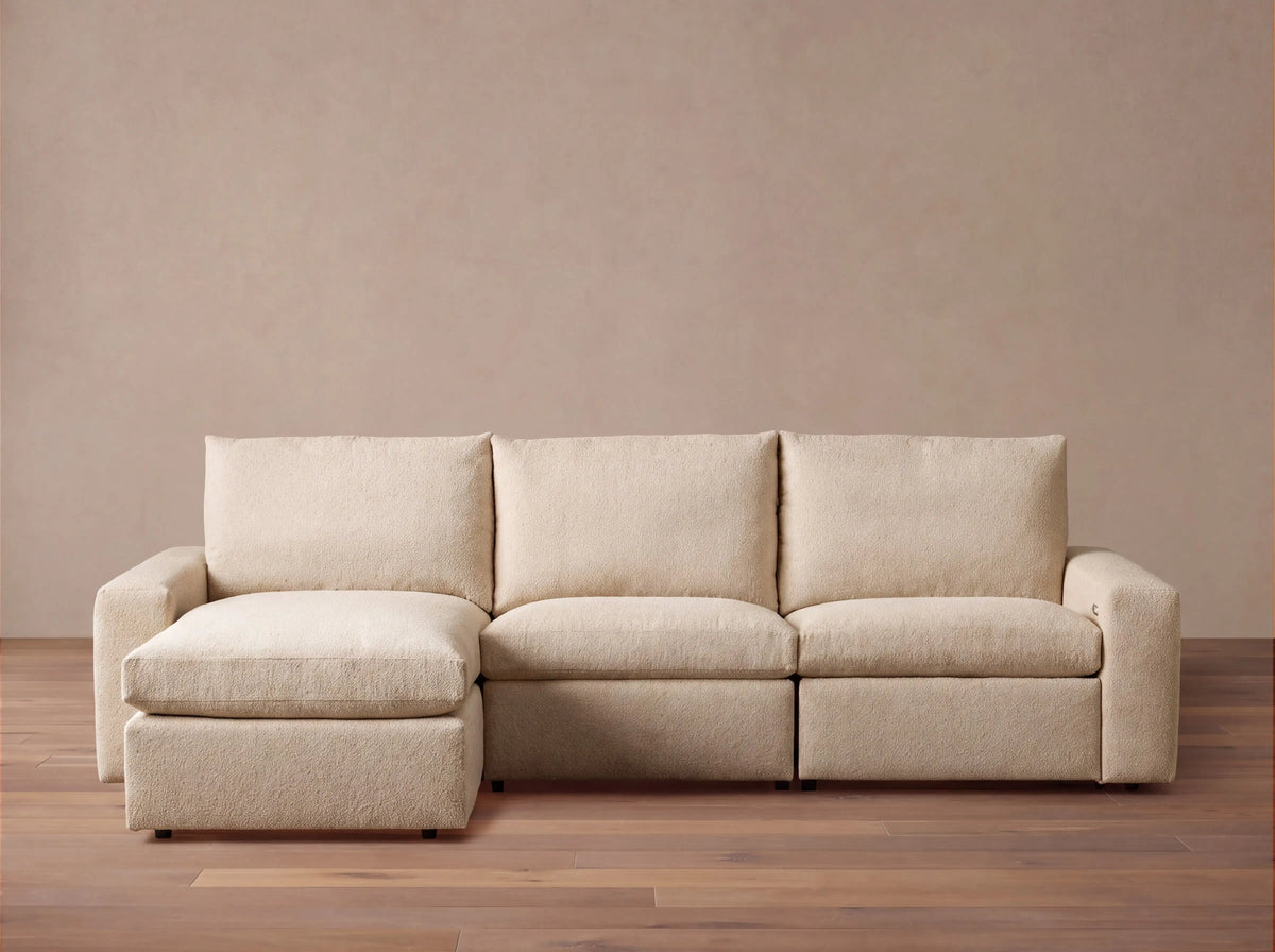 Kipton Wide Arm Upholstered Three Piece Left Arm Motion Chaise Sectional in Promise Ecru (1 of 1)