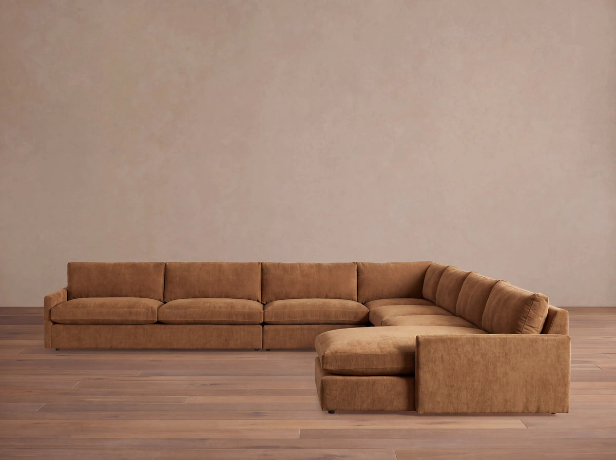 Kipton Slim Arm Five-Piece Chaise Sectional