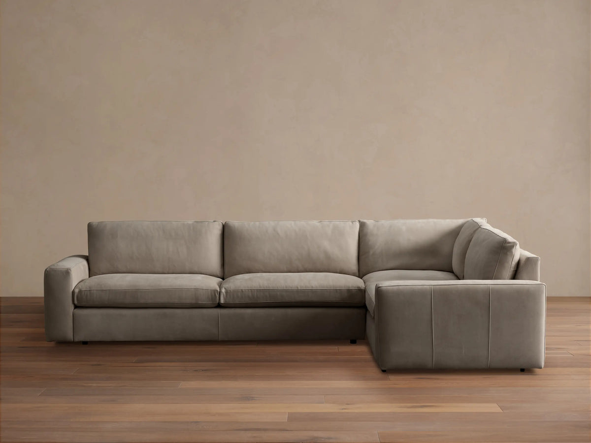 Kipton Wide Arm Nubuck Leather Two-Piece Sectional