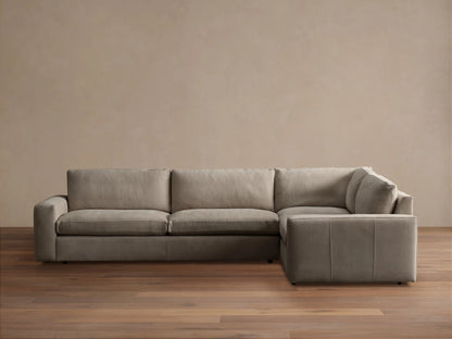 Kipton Wide Arm Nubuck Leather Two-Piece Sectional
