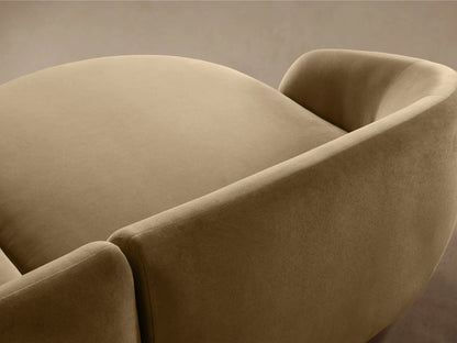 Fresno Two-Piece Chaise Sectional, golden-olive. Modern curved design, with rounded chaise on left and sofa.
