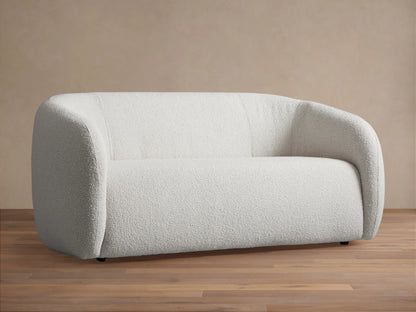 Front view of the cream textured Fresno Sofa with rounded arms and back.