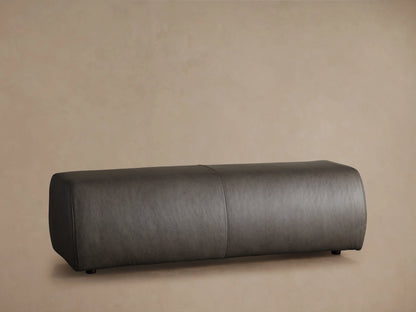 Dark brown Fresno Leather Bench with smooth texture, rounded edges, and visible stitching, set against a neutral background.