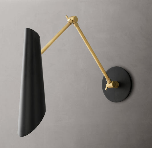 Black Cone Brass Reading Sconce