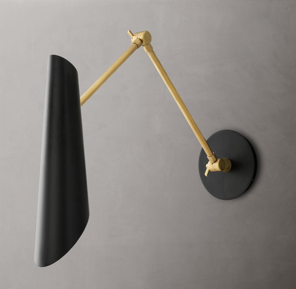 Black Cone Brass Reading Sconce