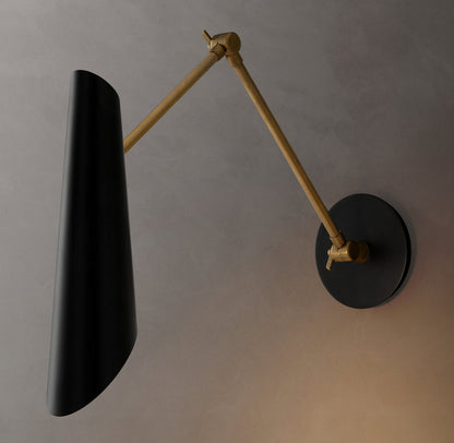 Black Cone Brass Reading Sconce
