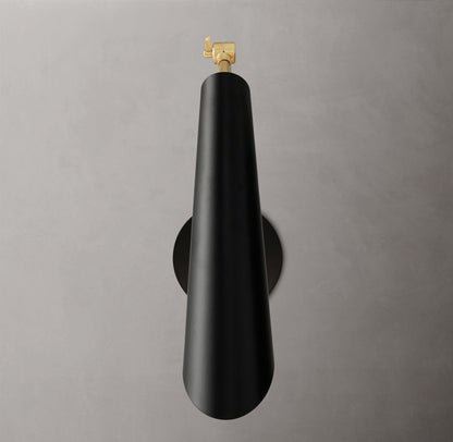 Black Cone Brass Reading Sconce