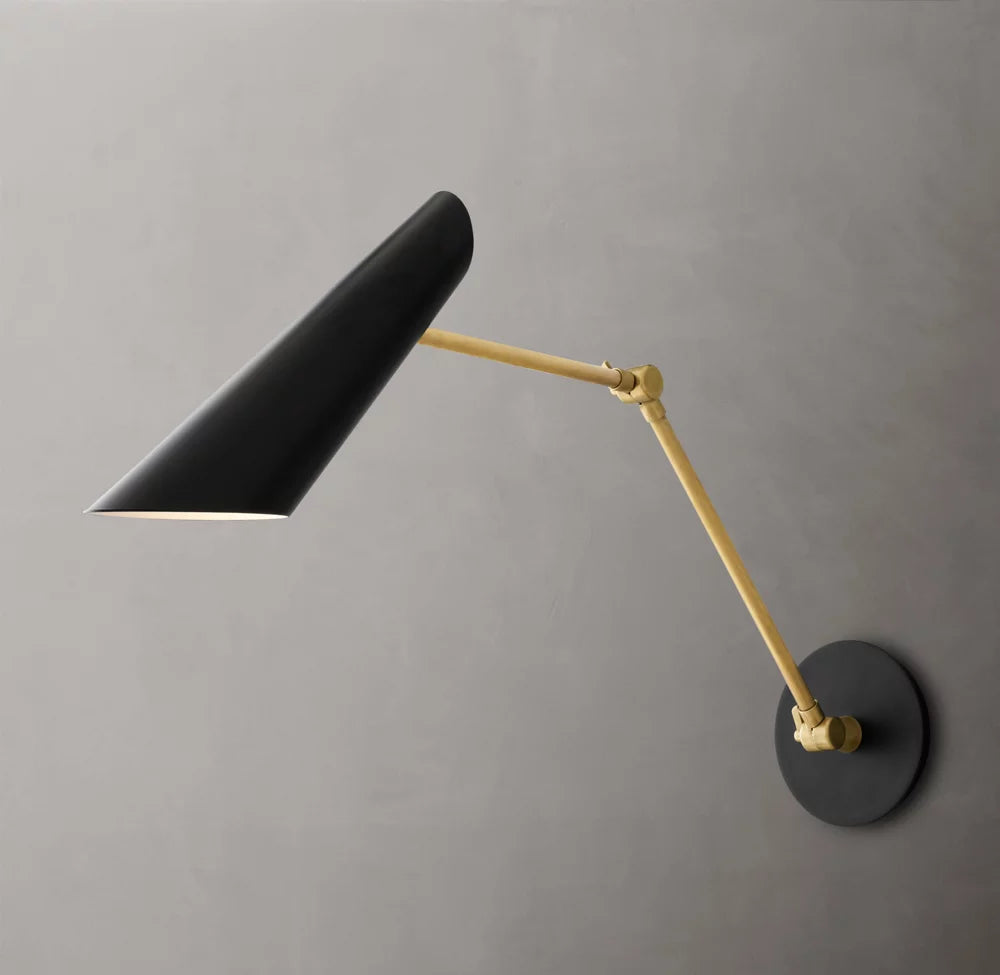 Black Cone Brass Reading Sconce