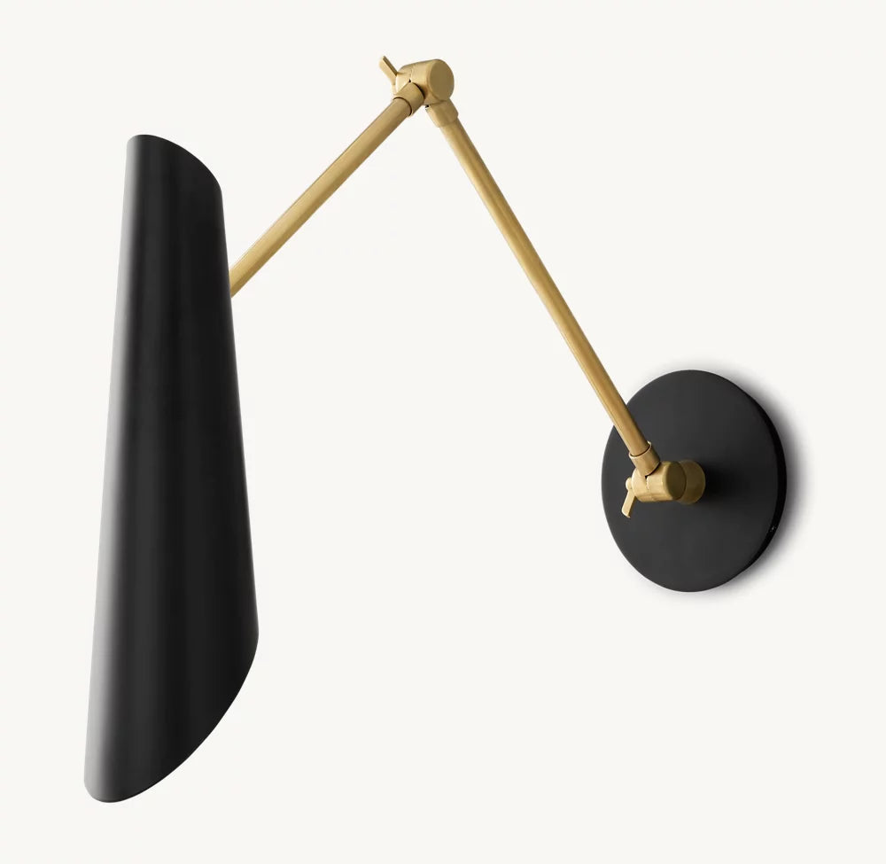 Black Cone Brass Reading Sconce
