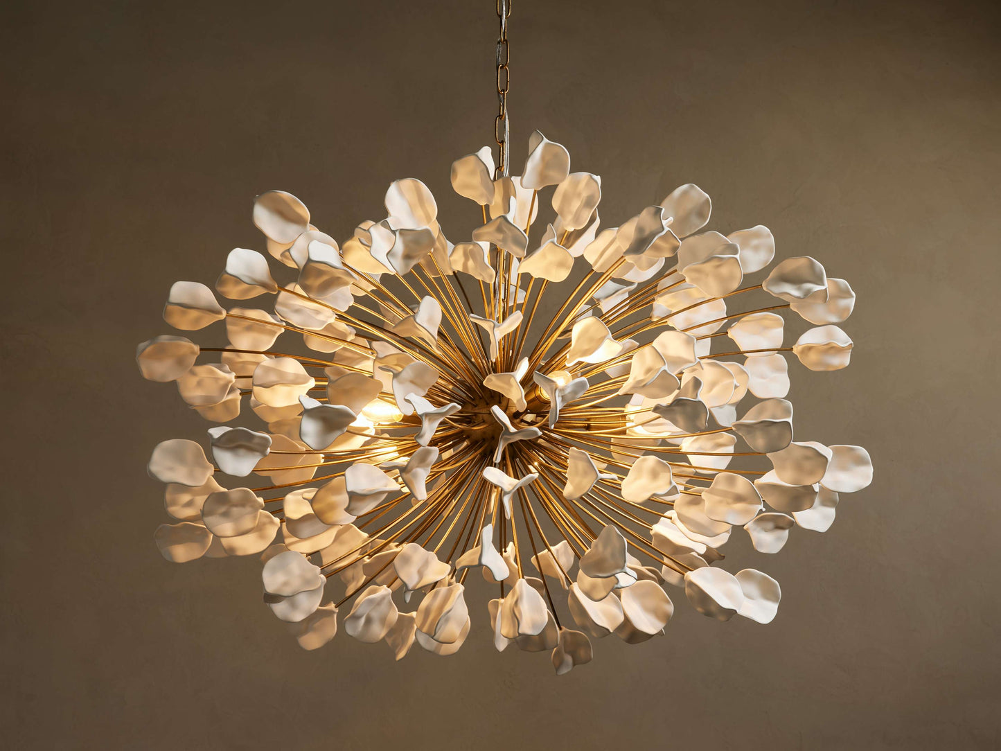 Cascading Ceramic Leaf Chandelier