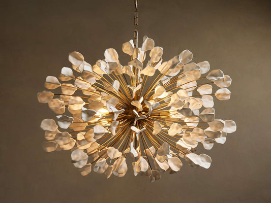 Cascading Ceramic Leaf Chandelier