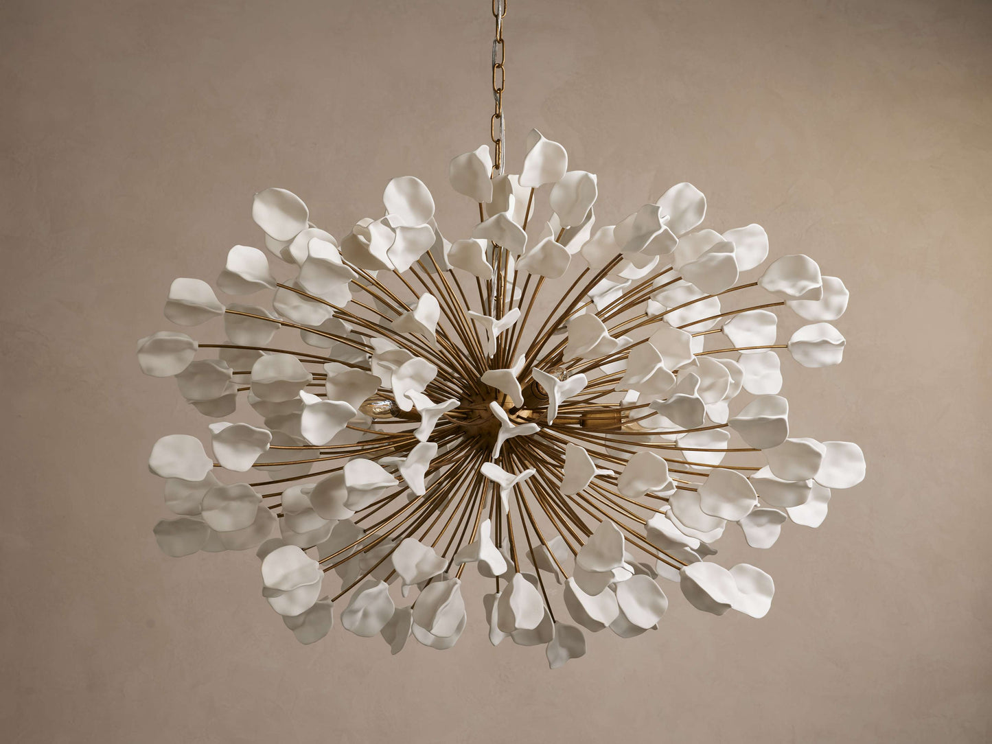 Cascading Ceramic Leaf Chandelier