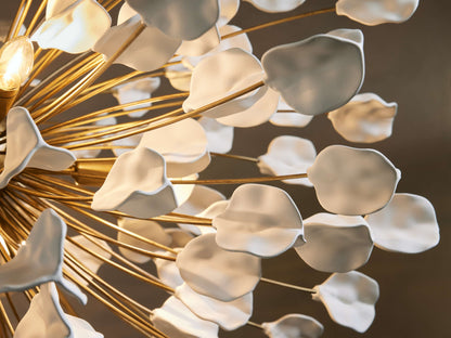 Cascading Ceramic Leaf Chandelier