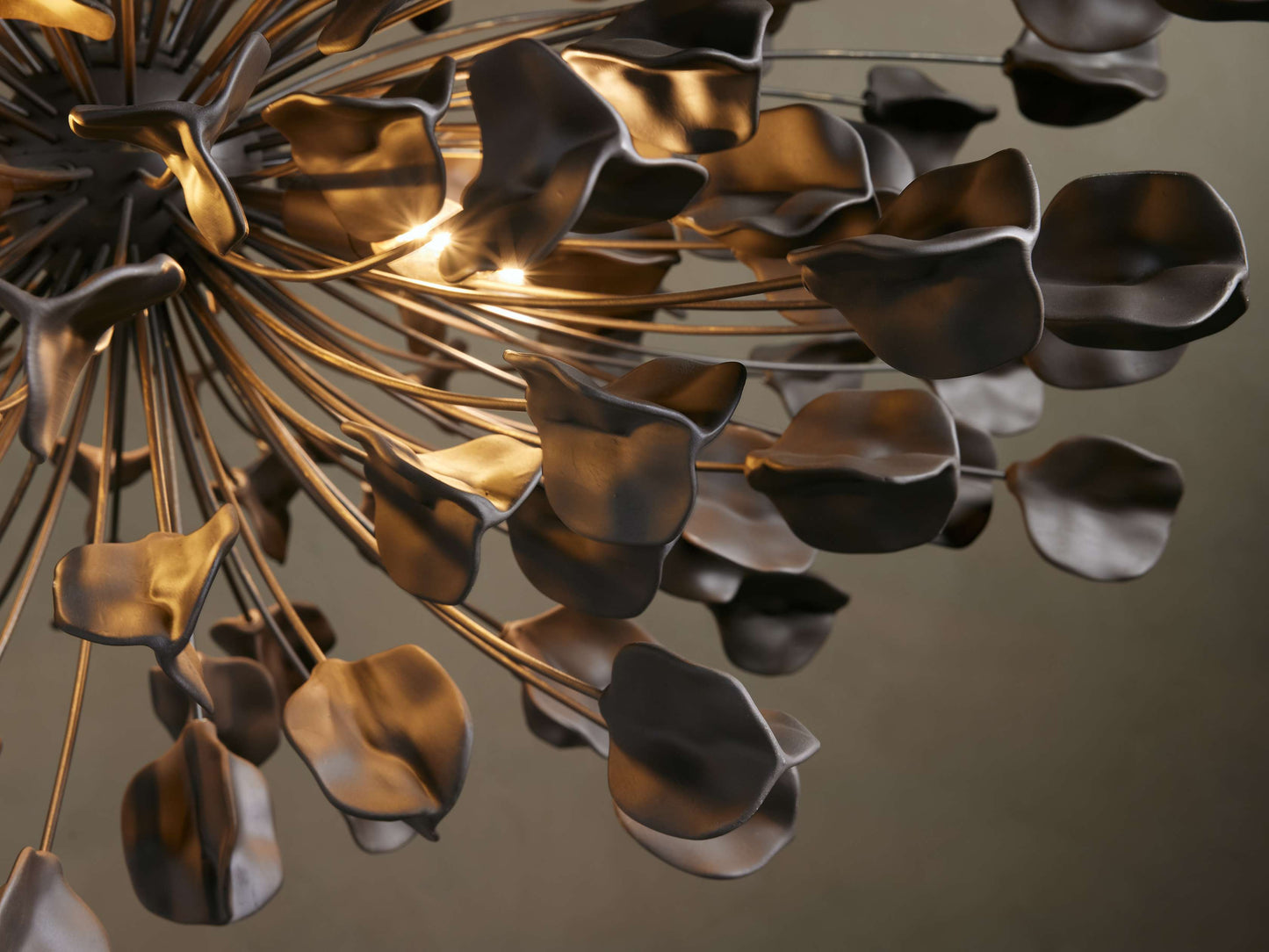 Cascading Ceramic Leaf Chandelier