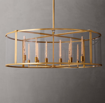 Clear Glass Architectural Drum Chandelier